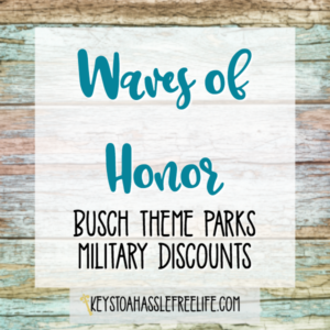 waves of honor, military discouonts, military vacation discounts, busch theme park military discount